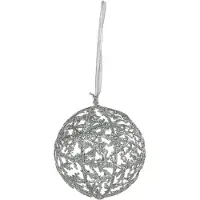 Goodwill Kerstbal Kerstdecoratie Takjes-Glitters Zilver D 15 cm Voordeelverpakking per 2 stuks (Normaal € 13,50 per stuk)