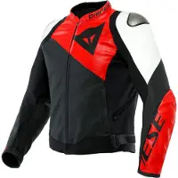 Dainese Sportiva Leren Jas Zwart Mat Lava Rood Wit Maat 46