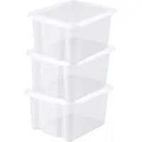 Eda Opbergbox 30L - 4x - wit - stapelbaar - L44 x B36 x H25 cm - kunststof - Bak/Doos met deksel