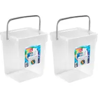 PlasticForte wasmiddel opslagboxen - kunststof - met deksel - transparant - 4x stuks 5 liter emmers - 20 x 17 x 23 cm per unit - Bewaarbak