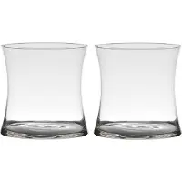 Hakbijl Glass Bloemenvaas/boeket vaas - 2x - transparant glas - 15 x 15 cm