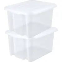 Eda Opbergbox 80L - 6x - wit - stapelbaar - L56 x B50 x H36 cm - kunststof - Bak/doos met deksel