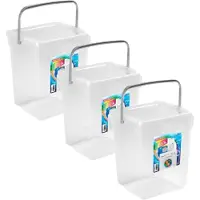 PlasticForte wasmiddel opslagboxen - kunststof - met deksel - transparant - 3x stuks 5 liter emmers - 20 x 17 x 23 cm per unit - Bewaarbak
