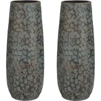 Mica Decorations Bloemenvaas Clemente - 2x - 55 x 21 cm - groen/koper - keramiek - vaas