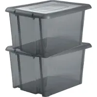 Eda Opbergbox 80L - 10x - grijs - stapelbaar - L56 x B50 x H36 cm - kunststof - Bak/doos met deksel