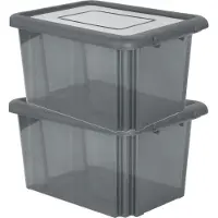 Eda Opbergbox 55L - 6x - grijs - stapelbaar - L58 x B44 x H31 cm - kunststof - Bak/doos met deksel