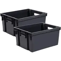 Eda Opbergkrat stapelbaar - 12x - kunststof - 30 Liter - L44 x B35 x H24 cm - zwart