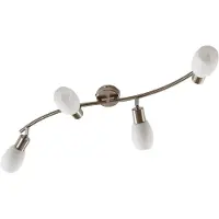 LINDBY spot Arda, 70 cm, 4-lamps, nikkel, glas, E14 dimbaar, alu / grijs / zink, Woon-/ Eetkamer, Glas, Modern, buitenspot