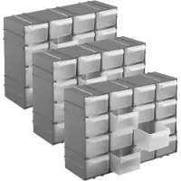 Hega hogar 3x stuks ophangbare grijze huishoud organizers/sorteerdoosjes met 16 vakken 22 cm - Huishoudelijke opbergers