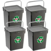 PlasticForte Opbergbox - 4x stuks - kunststof - met deksel - grijs - 5 L - 20 x 17 x 23 cm