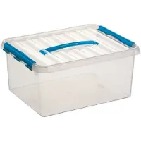 Sunware 10x q-line opberg box/opbergdoos - 15 liter - 40 x 30 x 18 cm - kunststof - opslagbox - transparant/blauw