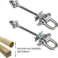 Buitenspeelgoed Keupink Schommelhaak dwarsdoor M12 (160mm) met gelagerde harpsluiting (2 stuks)