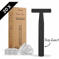 Cosmeau Safety Razor + 20 Scheermesjes Aluminium Zwart Black Unisex voor Mannen Vrouwen Scheermes