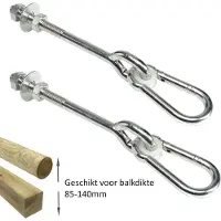 Buitenspeelgoed Keupink Schommelhaak dwarsdoor M12 (160mm) met karabijnhaak(2 stuks)
