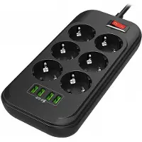 Colorway CW-CHE64B power extension 6 AC outlet(s) Indoor Black