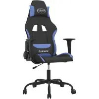 vidaXL Gamestoel stof zwart en blauw