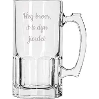 Libbey Bierpul gegraveerd - 1ltr - Hey broer it is dyn jierdei