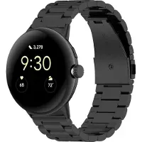 SmartphoneClip Metaal Schakel Bandje Zwart geschikt voor Google Pixel Watch 1 en 2
