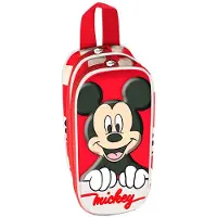 KARACTERMANIA - Disney - Mickey Mouse - 3D Bobblehead Pennetas dubbele Rits - Potloden etui - Pennenetui - Tekenetui - rood