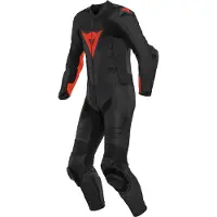 Dainese Laguna Seca 5 Leren Motorpak Zwart/Neonrood 58, Mannen