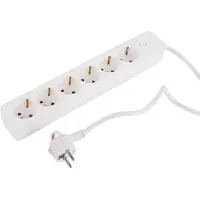 Q-Link stekkerdoos - 6-voudig - met schakelaar - plat - 3 x 1.5 mm² - 1.5 m - PVC - wit