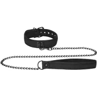 Shots - Ouch! Neopreen Halsband met Riem black