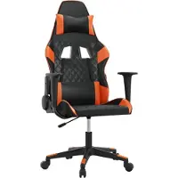 vidaXL Massage gamestoel kunstleer zwart en oranje