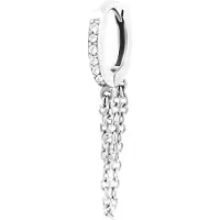 Lucardi Dames Helixpiercing kristal+ketting - Piercing - Cadeau - Staal - Zilverkleurig