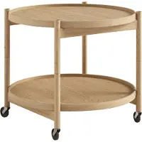 Brdr. Krüger Bølling Tray Table model 60 roltafel eikenhout olie, geolied eikenhouten onderstel