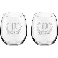 Royal Leerdam Gegraveerde set Drinkglazen 39cl Gefeliciteerd 10 jaar getrouwd