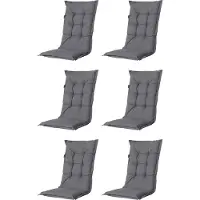 Madison - Tuinkussen - Universeel - Hoge Rug - 6 st. - Outdoor Oxford Grey - 123x50cm - Grijs - Tuinstoelkussens - Standaardstoel