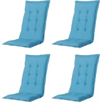 Madison - Tuinkussen - Universeel - Hoge Rug - 4 st. - Panama Aqua - 123x50cm - Blauw - Tuinstoelkussens - Standaardstoel