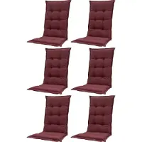 Madison - Tuinkussen - Universeel - Lage Rug - 6 st. - Panama Bordeaux - 105x50cm - Rood - Tuinstoelkussens - Standaardstoel