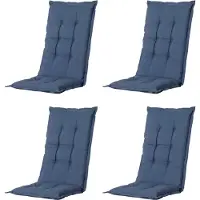 Madison - Tuinkussen - Universeel - Hoge Rug - 4 st. - Panama Safier Blue - 123x50cm - Blauw - Tuinstoelkussens - Standaardstoel