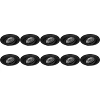 BES LED Spot Armatuur 10 Pack - Pragmi Uranio Pro - GU10 Inbouwspot - Rond - Zwart - Aluminium - Kantelbaar - Ø82mm