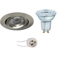 BES LED LED Spot Set - OSRAM Parathom PAR16 940 36D - Pragmi Aerony Pro - GU10 Fitting - Dimbaar - Inbouw Rond - Mat Nikkel -