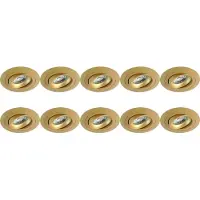 BES LED Spot Armatuur 10 Pack - Pragmi Alpin Pro - GU10 Inbouwspot - Rond - Goud - Aluminium - Kantelbaar - Ø92mm