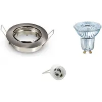 BES LED LED Spot Set - OSRAM Parathom PAR16 940 36D - GU10 Fitting - Dimbaar - Inbouw Rond - Mat Chroom - 3.7W - Natuurlijk Wit