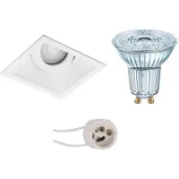 BES LED LED Spot Set - LEDVANCE Parathom PAR16 940 36D - Pragmi Zano Pro - GU10 Fitting - Dimbaar - Inbouw Vierkant - Mat Wit -
