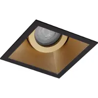 BES LED Spot Armatuur GU10 - Pragmi Zano Pro - GU10 Inbouwspot - Vierkant - Zwart/Goud - Aluminium - Kantelbaar - 93mm