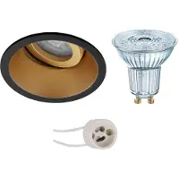 BES LED LED Spot Set - LEDVANCE Parathom PAR16 940 36D - Pragmi Zano Pro - GU10 Fitting - Dimbaar - Inbouw Rond - Mat Zwart/Goud
