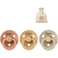BIBS fopspenen met naam | T2 | Peach, Desert sand, Vanilla | 6-18 maanden | spenen | speen | fopspeen | BolleToet speenzakje