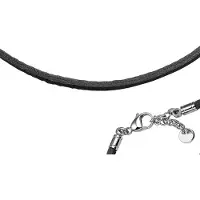 Trendjuwelier huiscollectie 6505140 Collier staal en leer 3,0 mm breed 45 + 3 cm lang