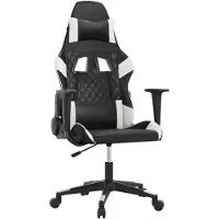 vidaXL Massage gamestoel kunstleer zwart en wit