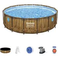 Bestway Zwembad Power Steel Wood Swim, afmetingen 4,88 x 1,22 meter - model 56725