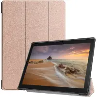 Lunso 3-Vouw sleepcover hoes - Lenovo Tab E10 - Rose Goud