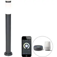 QAZQA Smart buitenlamp paal antraciet 80 cm incl. Wifi P45 - Rox