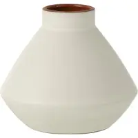 J-Line Vaas Design Terracotta Wit/Oranje - Bloemenvaas 15 cm hoog