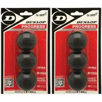 Dunlop Progress Squashbal 2x3 pack (6 Ballen) - Recreant - Goede Recreant - Zwart