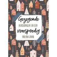 MajesticAlly Kerstkaart 'Gezegende kerstdagen - huisjes' ' 12 stuks met envelop